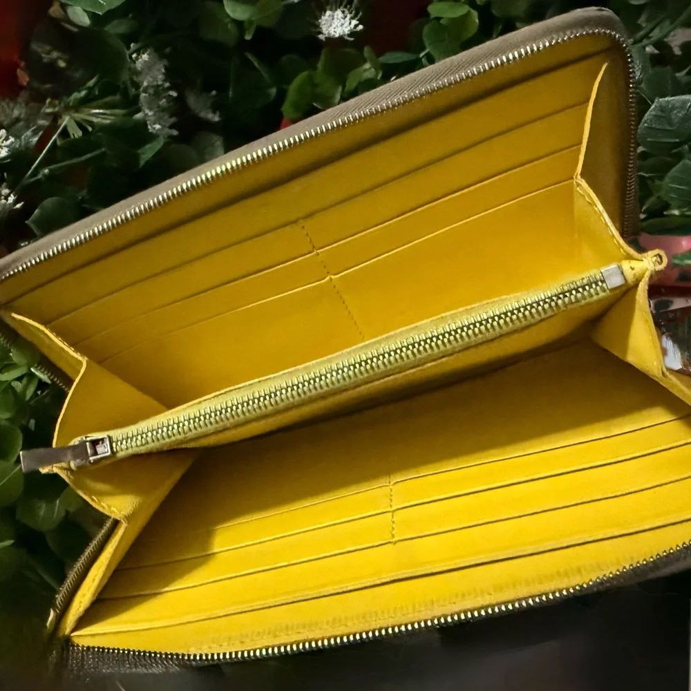 Celine Yellow and Gray Leather Wallet